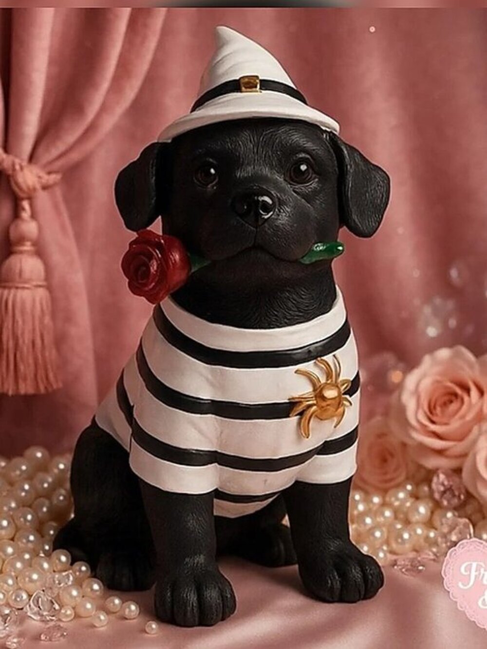 Black Lab Witch Puppy Halloween Decor Resin Statue NWT Humane Society